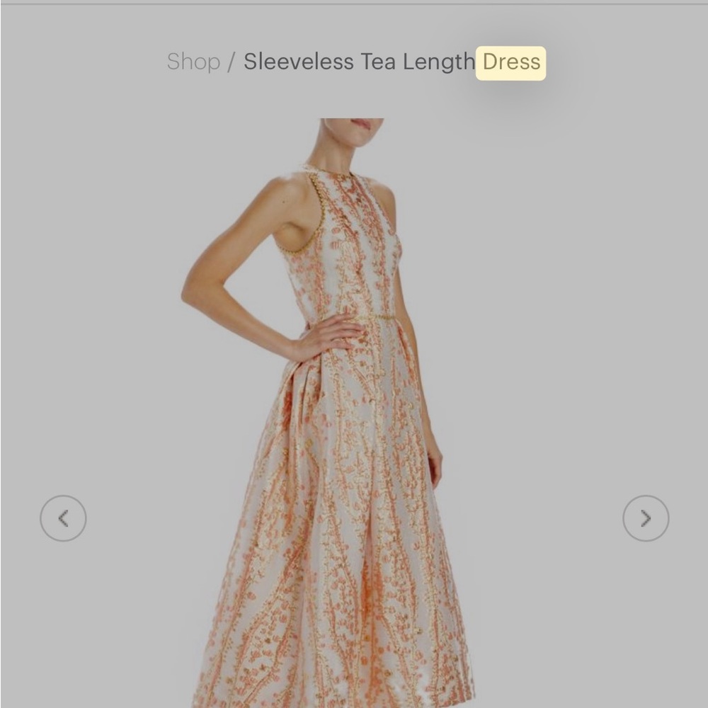 Moda operandi Monique Lhullier midi gown in pink/salmon/gold